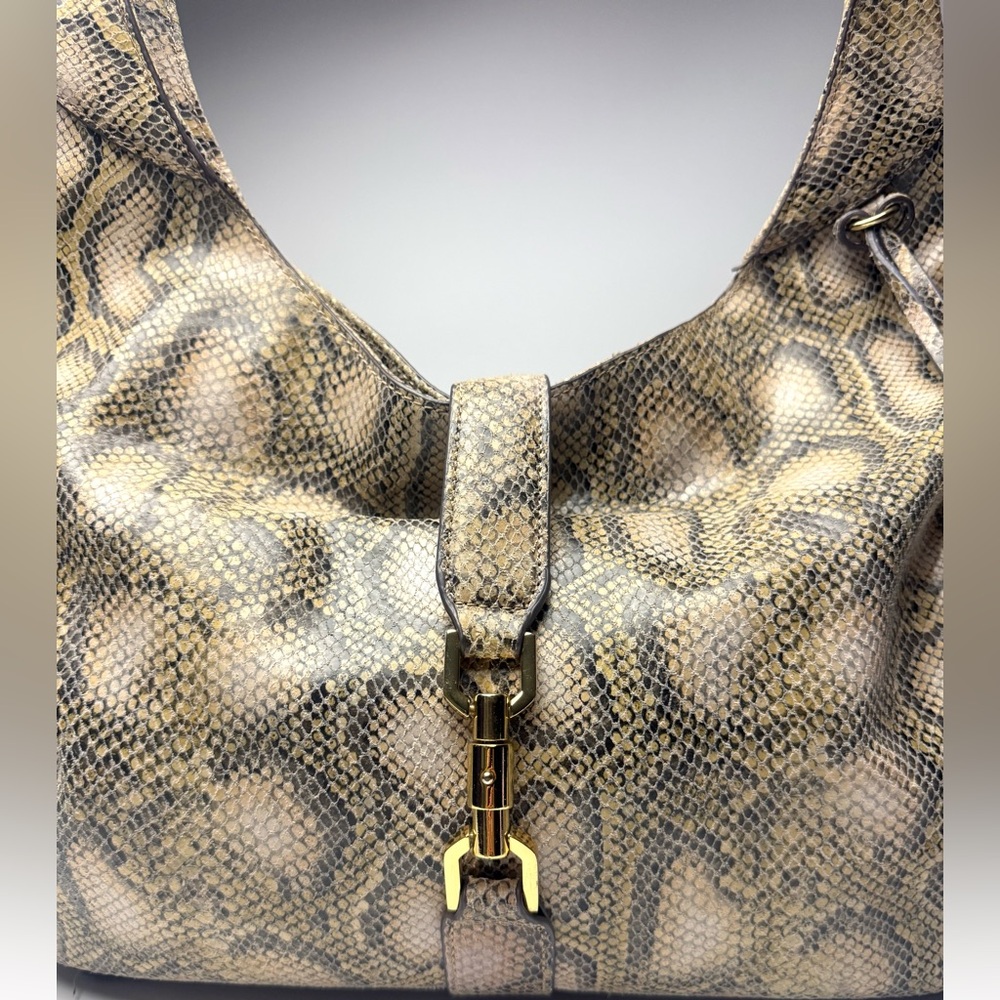 G.I.L.I Snake Print Leather Hobo Bag | Classic Statement | 16x16